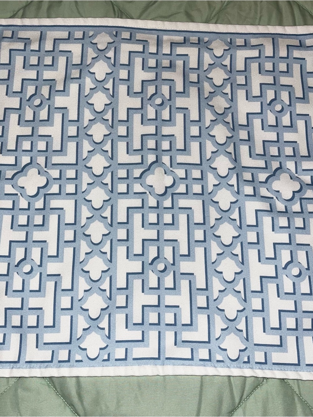 Hofdeco 20x20 Coastal Outdoor Pillow Cover, Water Repellent Baby Blue Trellis